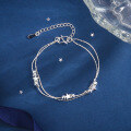 wholesale S925 silver Korean-style bracelet with bell, cross, smiley face anklet, simple forest-inspired trendy bracelet-0-14