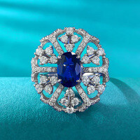 wholesale Metal 925, the new full-body ring is set with a 6* royal blue bao, European-American style light luxury women's ring that elongates the fingers, available for drop shipping-R880 Royal Blue Ring  Size 8