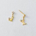 wholesale S925 Silver Fresh and Sweet Style Niche Design Asymmetric Diamond-Inlaid Cat Earrings M05867-0-4