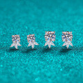 S925 Silver Four-Prong Marquise Moissanite Stud Earrings, Simple Cute Daily Wear-0-1