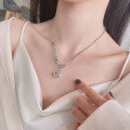 wholesale S925 Sterling Silver Spliced 3D Heart Necklace, Ins Trendy Stylish and Versatile Choker-0-1