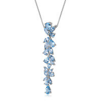 wholesale 925 Sterling Silver Natural Topaz Necklace, European and American Style Gemstone Beaded Design Pendant-Sky Blue Topaz &gt; 925 Silver