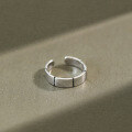 wholesale S925 Sterling Silver AR921 Korean Style Geometric Joint Ring, Vintage Distressed Plain Bamboo Segment Ring, Pinky Ring for Women-0-0