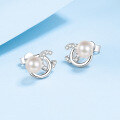 wholesale S925 Sterling Silver Freshwater Pearl Earrings for Women with Moissanite, Small and Exquisite Ear Accessories, High-End Elegant Stud Earrings, Ready to Ship Wholesale-0-1