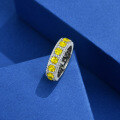 wholesale 925 Silver Shipei Jewelry New 025ct Canary Yellow Square Cushion Cut 35*35 High Carbon Diamond Ring-0-1
