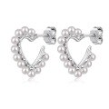 wholesale S925 Sterling Silver Women's Earrings with Premium Love Shell Pearl Inlay Design, Luxury Ins Style-0-5