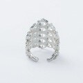 wholesale S925 silver-plated bright silver adjustable hollow mesh trendy custom index finger ring-0-3