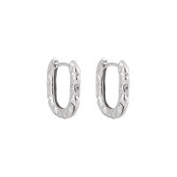 wholesale S925 Sterling Silver Textured U-Shaped Ear Clasp for Women, Minimalist and Versatile Lava Design Earrings-Platinum [Small] 925 Silver