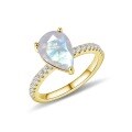 wholesale 9K/10K/14K/18K gold ring set with natural cream blue moonstone, minimalist and lightweight luxury gold ring-0-4
