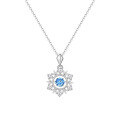 wholesale S925 sterling silver micro-paved zirconia jumping heart snowflake flower necklace, luxurious and elegant high-end necklace-0-4