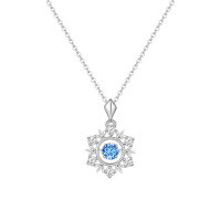 wholesale S925 sterling silver micro-paved zirconia jumping heart snowflake flower necklace, luxurious and elegant high-end necklace-Style 2>925 silver