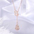 wholesale S925 Silver Double Gourd Necklace, Light Luxury Niche Design, Ins-style Elegant Collarbone Chain, Factory Direct Supply-0-2