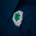 wholesale S925 Sterling Silver New 25ct Lab-Grown Emerald/Sapphire 8*8 Ring for Women, Popular in Cross-Border Sales-0-2
