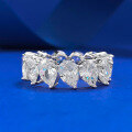 wholesale S925 silver full diamond pave 5*7 pear-shaped row diamond ring, cross-borderins style-0-6