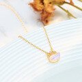 wholesale Metal: Silver Plated 14K Gold Japanese-inspired fresh and sweet style,, star-shaped cut-out semi-circle necklace with quartz stones-0-3