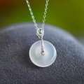 wholesale Gold-plated 925 silver white chalcedony pendant with certificate, character inlaid with agate and jade, women's necklace-0-2