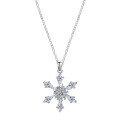 925 Sterling Silver TikTok Christmas Snowflake Necklace Pendant-0-3