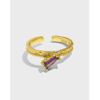 wholesale S925 Sterling Silver Korean Version Ins Niche Design Irregular Surface Micro-Set Zircon Textured Open Adjustable Ring for Women-Platinum [No. 13/Adjustable] Opening adjustable