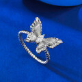 wholesale S925 Sterling Silver Plant-inspired Vintage Brushed Dreamy Butterfly Ring, Fashionable and Versatile with a High-end Feel-0-2