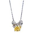 wholesale S925 Sterling Silver European & American Style Bow-Tie High Carbon Diamond 7*9mm Yellow Diamond Ice-Cut Pendant Necklace for Women Live Streaming Drop Shipping-0-4