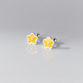 wholesale S925 sterling silver small fresh yellow flower threaded stud earrings sweet student women's earrings M04074-0-2