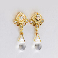 wholesale Metal: S925 Sterling Silver Plated with 14K Gold Dunli Jewelry New Retro and Elegant Fan-shaped Earrings Fashion Earrings Wholesale-Vintage fan-shaped sterling silver hanging earrings 925 silver