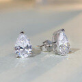 wholesale S925 Silver Water Drop Earrings for Women with 5A High Carbon Diamonds, Sparkling Ear Accessories Wholesale, Simple and Elegant Versatile Silver Jewelry-0-2