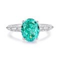wholesale S925 Sterling Silver Cross-Border Europe and America Gemstone Foreign Trade Paraiba Sugar Cube Ring Ice Flower Cut Emerald Women's Wholesale Ring-0-13