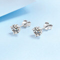 wholesale 925 Sterling Silver Women's Fashion 18K Gold High-End Sense Birthday Gift for Girlfriend Four-Prong 1 Carat 2 Carat Moissanite Earrings-0-1