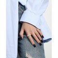wholesale S925 Sterling Silver Minimalist Korean Ins Style Small Design Elegant Versatile Micro-set Shell Pearl Textured Open Adjustable Thin Ring for Women-0-1