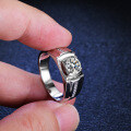 Platinum-Plated 925 Sterling Silver Solid Moissanite Men's Ring, Boss Style, Precision Crafted for E-commerce-0-2