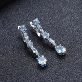 wholesale S925 Silver Natural Gemstone Topaz Stud Earrings, Fashionable and Luxurious French Back Earrings-0-1