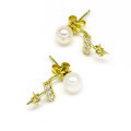 wholesale S925 Sterling Silver Pearl Ear Studs, Star-Magnificent White Zircon, Double-Wear Style Earrings, High Quality, Wholesale, Direct from Silver Jewelry Manufacturer-0-1