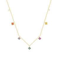 wholesale S925 Sterling Silver French-style Cubic Zirconia Four-leaf Clover Necklace for Women, Luxe Minimalist Design-A3604-Gold 925 Silver