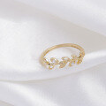 wholesale 10K Gold Japanese-style lightweight luxury leaf ring, summer fresh and fashionable, direct from the manufacturer-0-3