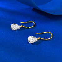 wholesale S925 Silver 6*9mm Pear Drop Ear Hooks, New Live Stream Collection, Fashionable and Versatile Light Luxury Style-E621 Gold Teardrop Earrings 925 Silver