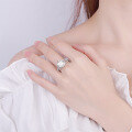 wholesale S925 Sterling Silver 5-Carat Round Moissanite High-End Luxury Full-Diamond Women's Ring Silver Jewelry-0-3