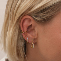 wholesale S925 Sterling Silver Cloud-Inspired Cross-Border Europe and America High-End Curved Ear Clasp Hoop, Personalized Fashion Earrings for Women-925 sterling silver electroplated with 14K gold 15*1.3mm 1.42g