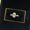 wholesale Gold-Plated 925 Silver 6*9mm Oval Petite Three-Stone Ring, Ethereal and Elegant, Live Stream Cross-Border Model-0-3
