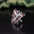 wholesale S925 Sterling Silver Exaggerated Gemstone Ring Set with Natural Garnet and Luxuriously Adorned Butterfly Design for Women, Cross-Border European and American Style-0-2