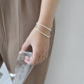 wholesale S990 Sterling Silver Korean-style Minimalist Smooth Surface Open Bangle Bracelet for Women-0-2