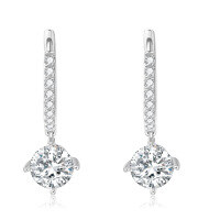 wholesale Platinum Fashionable and Unique Diamond Earrings, 18k Gold Set with Cultivated Diamonds, Round 05 Carat Hoop Earrings, Colorfast-18k gold cultured diamond earrings (single main stone 0.5 carat)