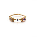 wholesale S925 Sterling Silver Gold Plated Vintage Lapis Lazuli Leaf Ring Wholesale and Drop Shipping-0-0