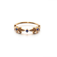wholesale S925 Sterling Silver Gold Plated Vintage Lapis Lazuli Leaf Ring Wholesale and Drop Shipping-White Zirconium Model No. 14