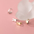 wholesale S925 Silver Adorable Mini Rabbit Stud Earrings Animal Zodiac Bunny Ear Jewelry G9125-0-3
