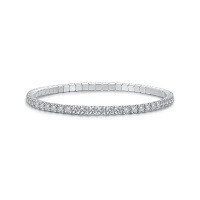 S925 Silver Moissanite Tennis Bracelet, Unisex Custom OEM/ODM-L16641 Moissanite 3.0/10 points * 56 beads (50mm diameter)  925 Sterling Silver Cold Plated with White Gold (Elastic)