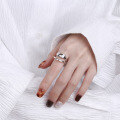 wholesale S925 Sterling Silver European and American Cross-Border Geometric Double-Layer Square Zircon Exaggerated Niche Unique Sense Open Ring-0-2