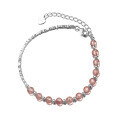 wholesale S925 Sterling Silver Small Fresh Strawberry Quartz Beaded Bracelet, Sweet and Girly Ins-style Accessory S6128-0-4