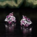 wholesale S925 Sterling Silver Natural Wind Leaf Branch Earrings with Genuine Garnet, Unique Design New Style-0-1
