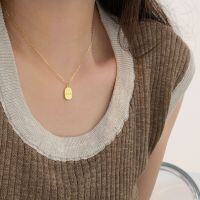 wholesale S925 Sterling Silver Minimalist Oval Pendant Letter Necklace for Women, Korean Summer Versatile New Small Collarbone Chain-Pure silver (length 40+5CM)